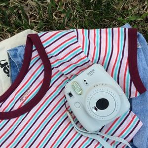 Rainbow striped ringer tee 